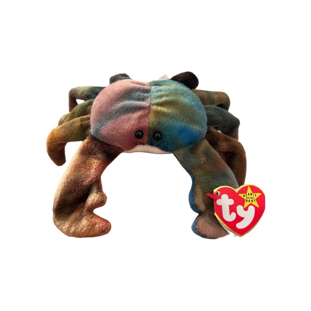 RARE Ty Beanie Baby CLAUDE THE CRAB (1996) - 4th Gen Tag, ALL CAPS Name, Errors